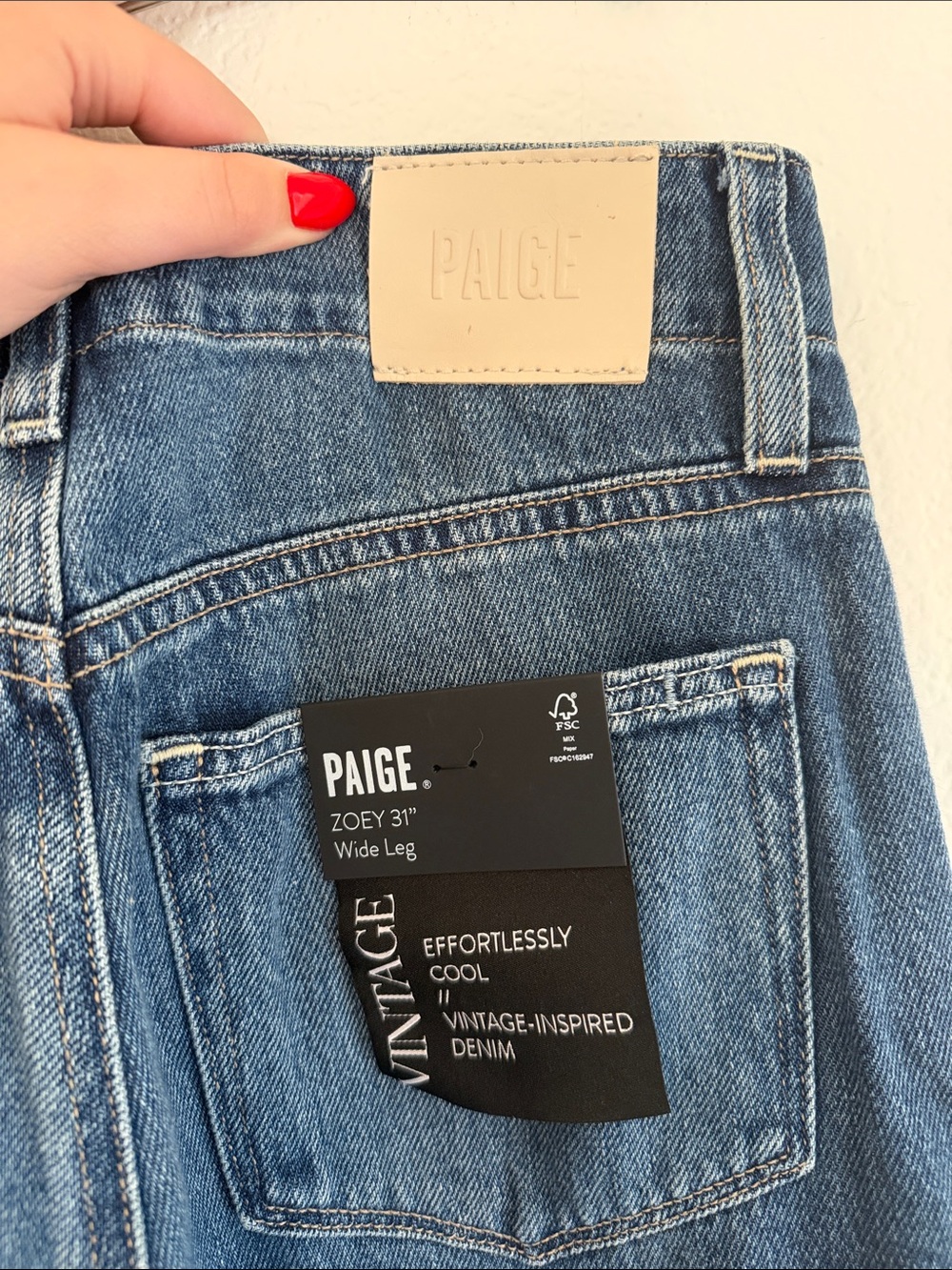 PAIGE Zoey 31” Tie High-Rise Wide-Leg Jeans in Serenite Size 26 - Picture 7 of 10